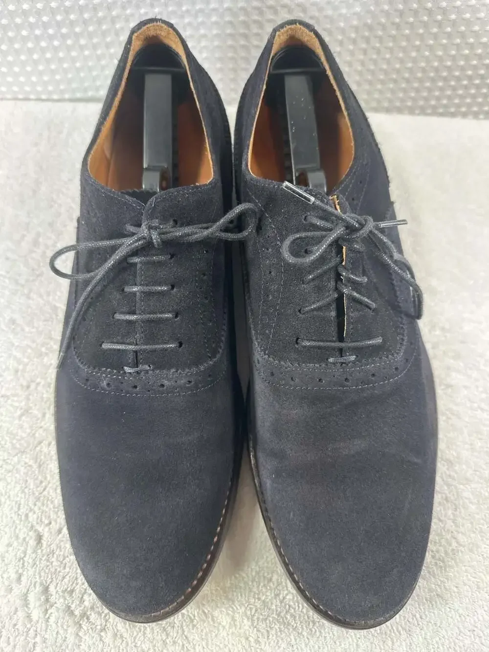 Massimo Dutti Black Suede Brogue Oxford Shoes Size 44